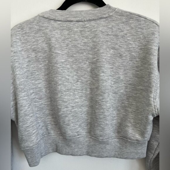 Zara Women Cropped Long Sleeve Sweatsuit Sweater Sweatshirt - Gray - S Small - Picture 6 of 9